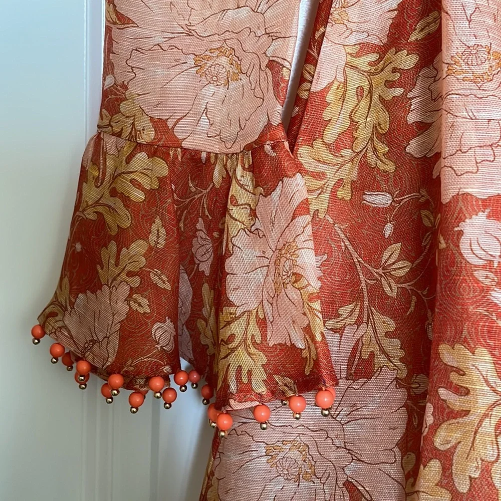 Kaleidoscope belted embellished floral-print linen and silk-blend mini d… - Picture 4 of 10